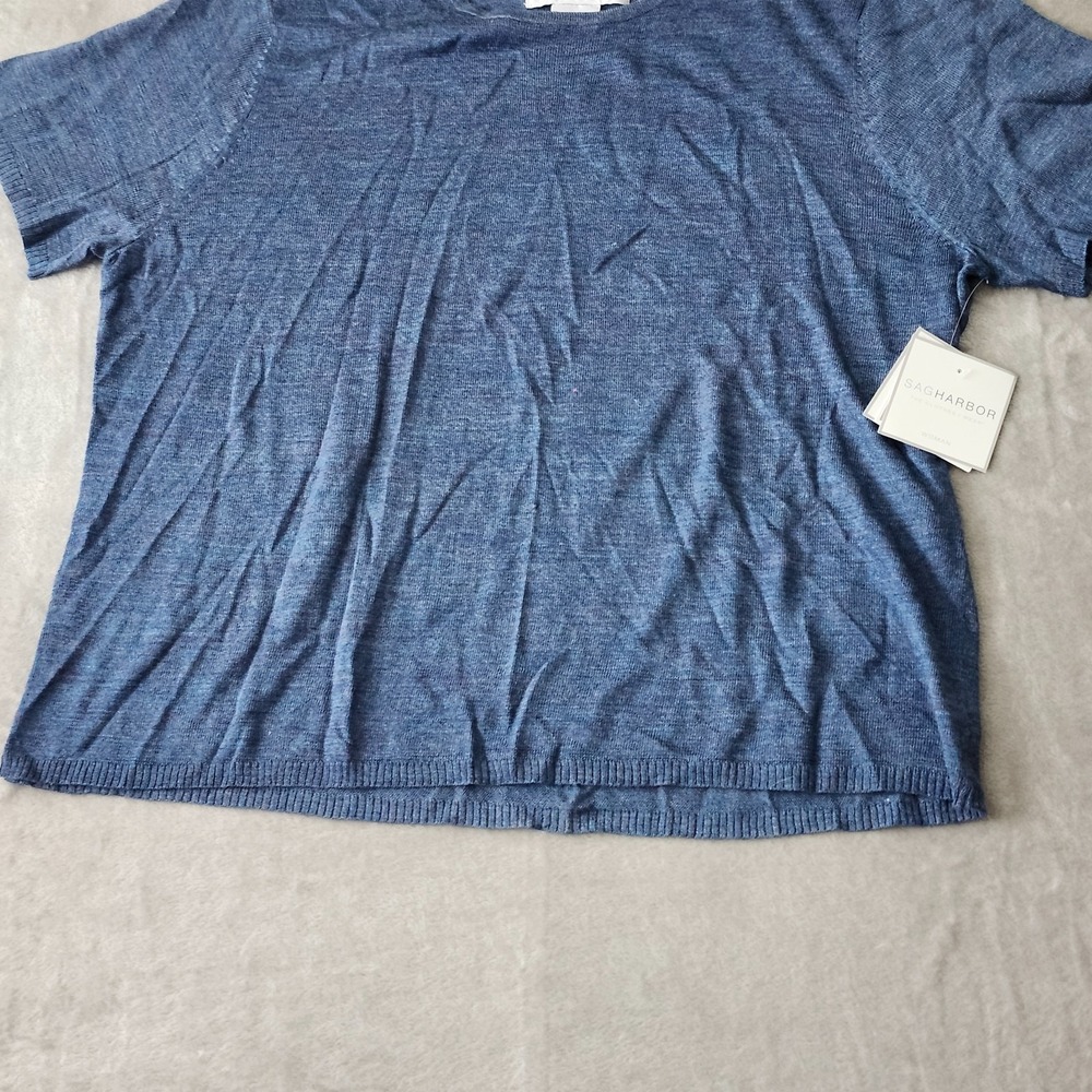 Sag Harbor Womens 2XL Blue Mock Neck Short Sleeve Knit Top New - Picture 5 of 15